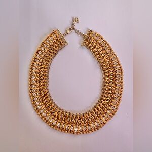 BCBGMAXAZRIA Woven Statement Bib Diamond Necklace, Orange